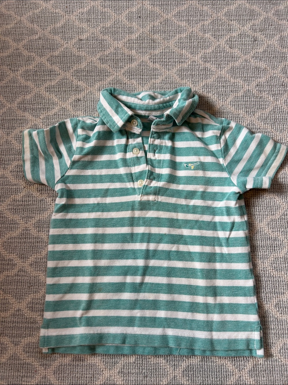 Janie and Jack Teal and White Striped Polo